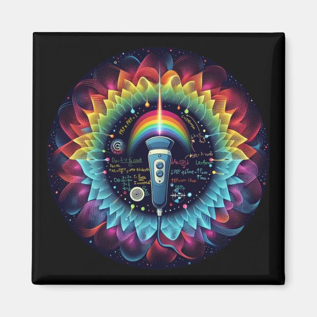 Sonography-Colourful Ultrasound Waves-Physics Magnet (Front)