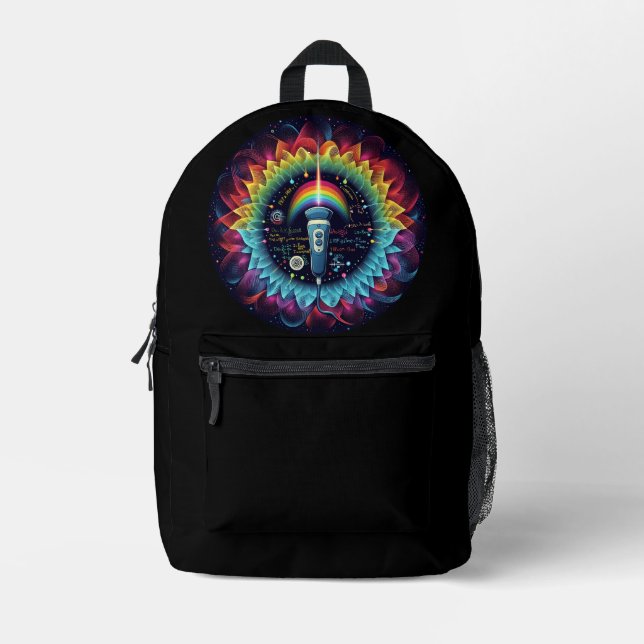 Sonography-Colourful Ultrasound Waves-Physics Printed Backpack (Front)