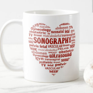 Sonography Speciality Red Heart Sonographer Gift Coffee Mug