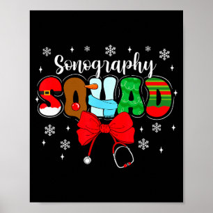 Sonography Squad Bow Stethoscope Santa Cute Christ Poster