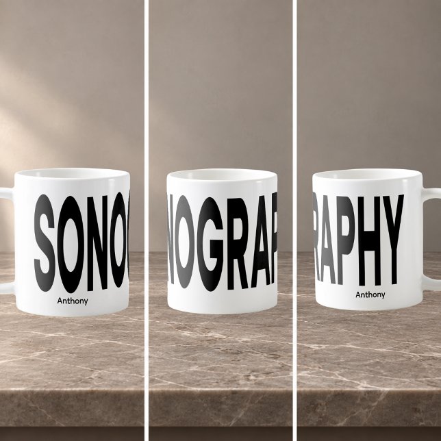 SONOGRAPHY Wraparound Text Personalised Coffee Mug (Left | Center View | Right)