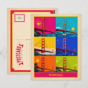 Sonoma California Golden Gate Bridge Vintage Postcard