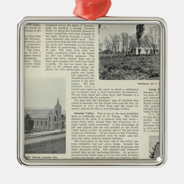 Sonoma, California Metal Tree Decoration (Front)