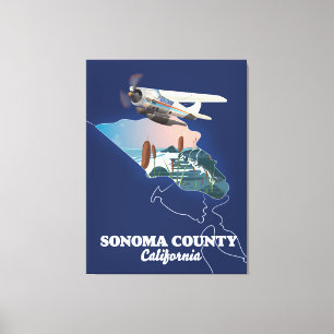 Sonoma County California map Canvas Print