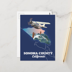 Sonoma County California map Postcard