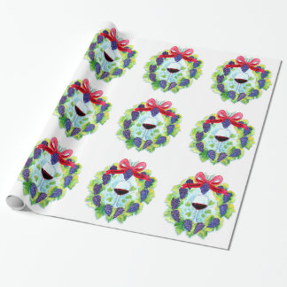 Sonoma County Wine Grapes Christmas Wreath Wrapping Paper