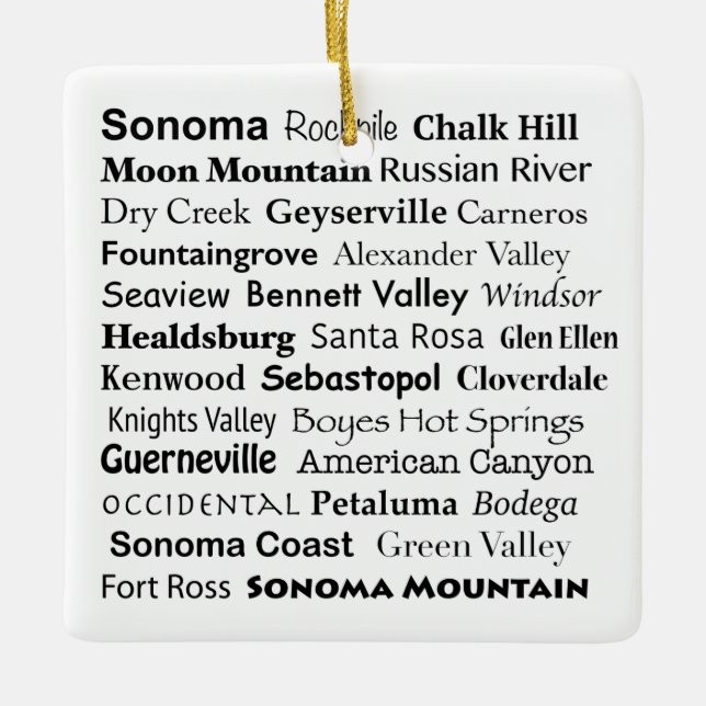 Sonoma & Napa Ornament (Front)