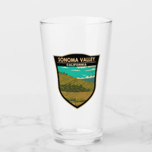 Sonoma Valley California Travel Art Vintage Glass