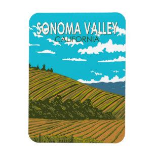 Sonoma Valley California Travel Art Vintage Magnet