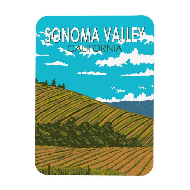 Sonoma Valley California Travel Art Vintage Magnet (Vertical)