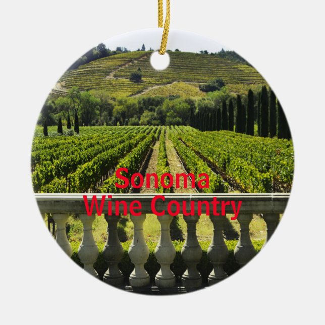 Sonoma Wine Country Christmas Ornament (Front)