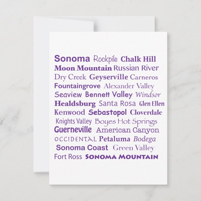 Sonoma Wines Flat Note Card (Front)