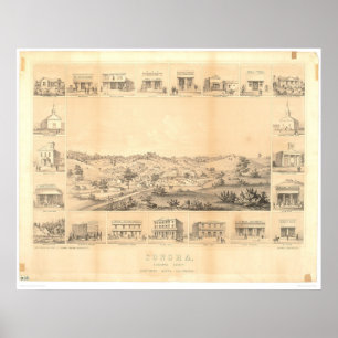 Sonora, CA. Panoramic Map 1854 (1647A) -Unrestored Poster