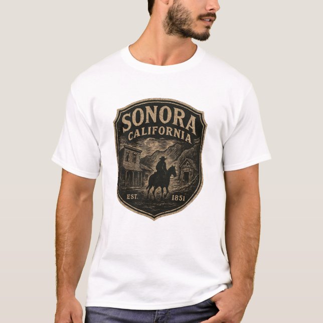 Sonora California Lone Horseman Gold Rush Badge T-Shirt (Front)