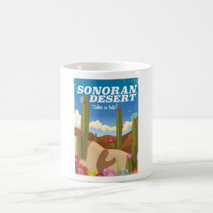 Sonoran Desert cactus Cartoon travel poster. Coffee Mug