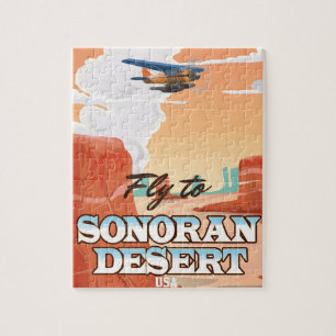 Sonoran Desert Cartoon travel poster. Jigsaw Puzzle