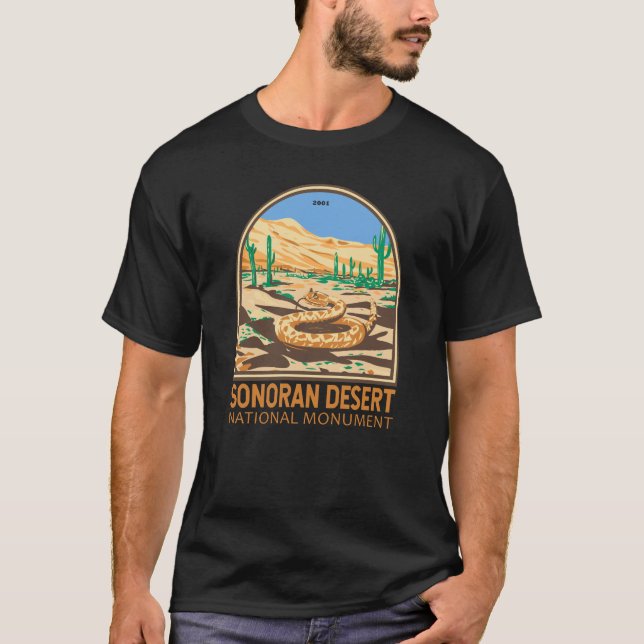 Sonoran Desert National Monument Rattlesnake Retro T-Shirt (Front)