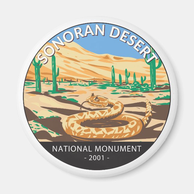 Sonoran Desert National Monument Snake Circle Magnet (Front)