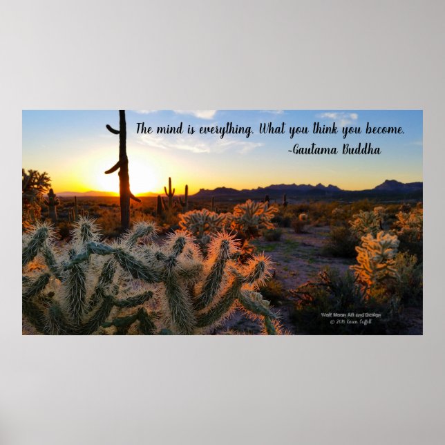 Sonoran Desert sunset Arizona with saguaro cactus Poster (Front)