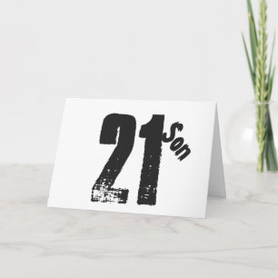 Son's 21st birthday, white and black. card
