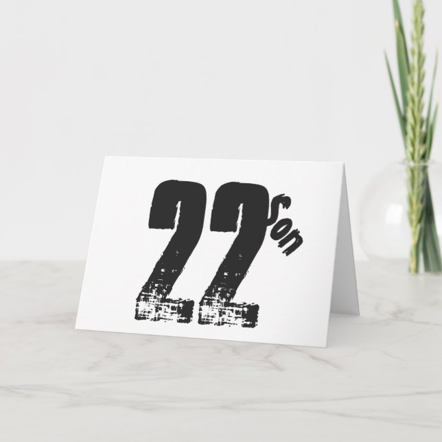 Son's 22nd birthday, white and black. card (Front)