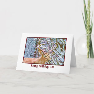Son's Birthday Card with Deer and Crab Apples