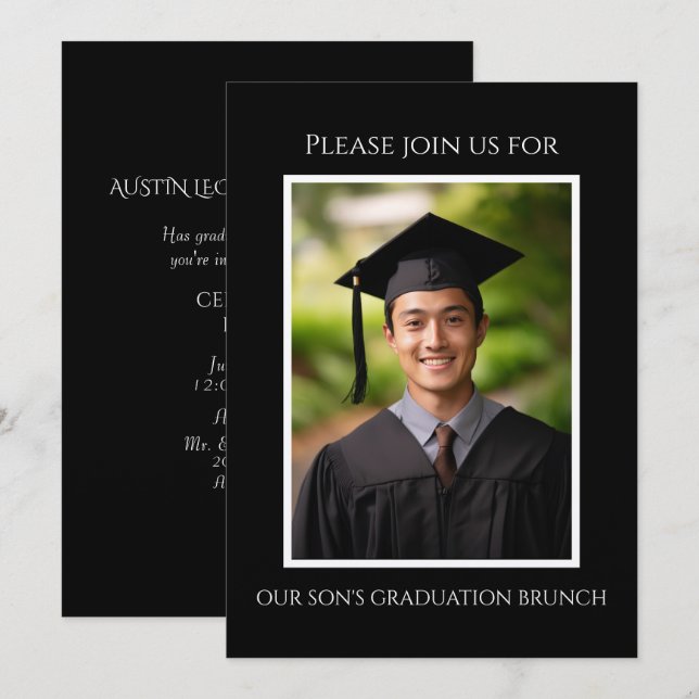 Son's Graduation Picture Brunch  Invitation (Front/Back)