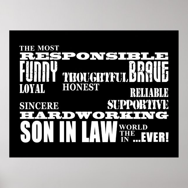 Sons in Law Weddings Birthdays Parties : Qualities Poster (Front)