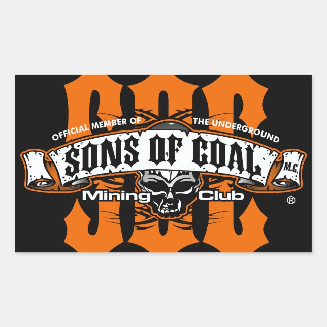 SONS OF COAL MINING CLUB RECTANGULAR STICKER (Front)