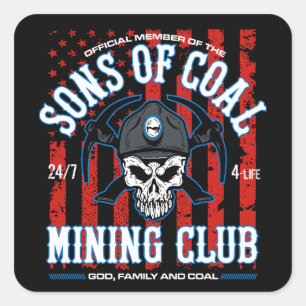 SONS OF COAL MINING CLUB SQUARE STICKER
