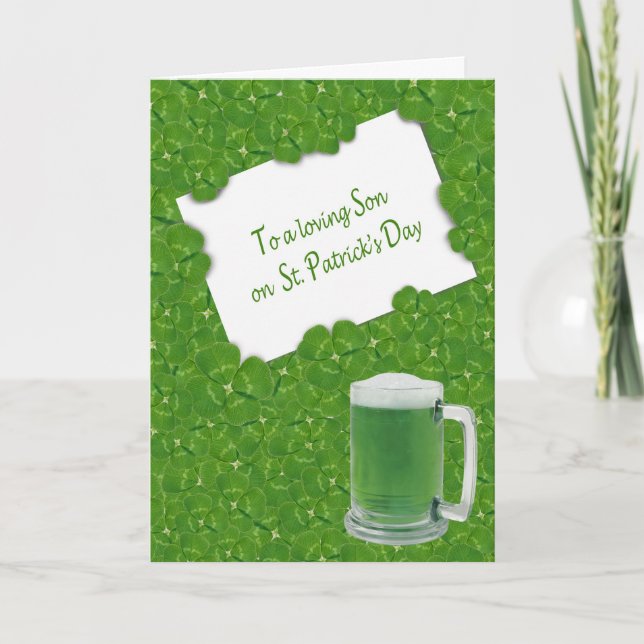 Son's St. Patrick's Day Four-leaf Clovers Card (Front)