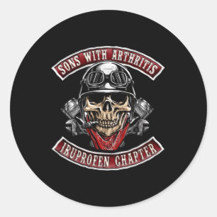 Sons With Hritis Ibuprofen Chapter Biker Skull Classic Round Sticker