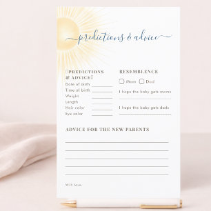 Sonshine Baby Shower Predictions & Advice Game