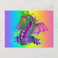 "Sonya" Believe Fairy Rainbow Dragon Postcard