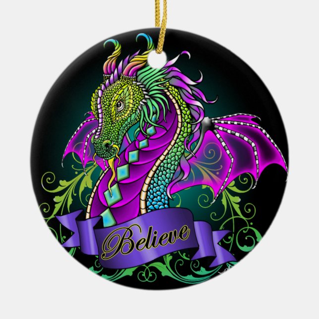 "Sonya" Rainbow Believe Dragon Art Ornament (Front)