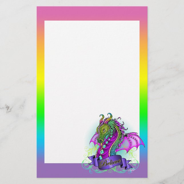 "Sonya" Rainbow Believe Dragon Art Stationery (Front)
