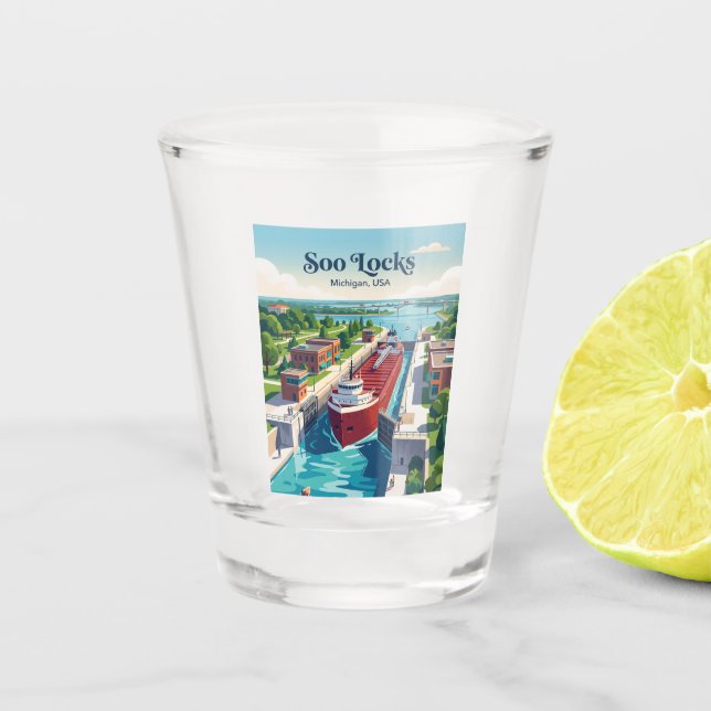 Soo Locks Michigan Shot Glass (Front)