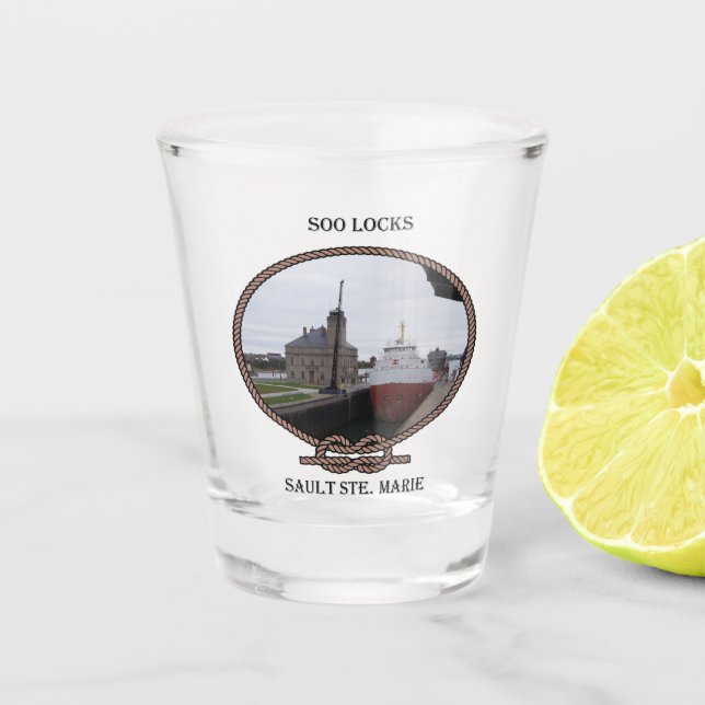 Soo Locks rope shot glass (Front)