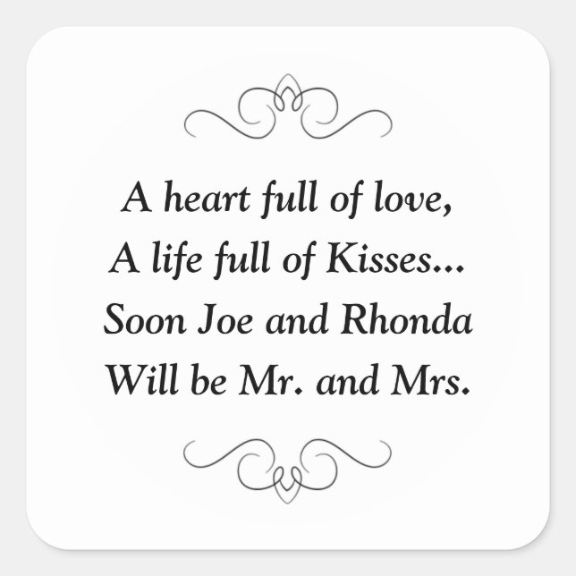 Soon Mr. and Mrs. Square Sticker (Front)