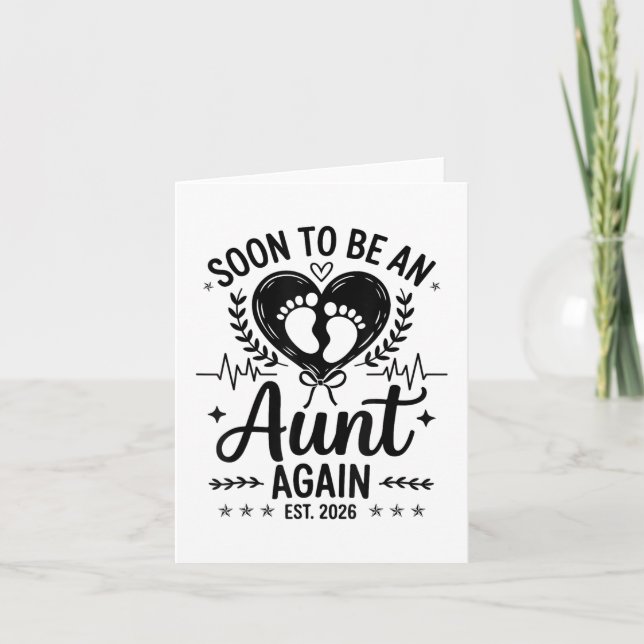 Soon To Be Aunt Again Est 2026 Pregnancy Announcem Card (Front)