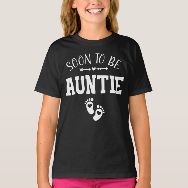 Soon to Be Auntie Promoted to Auntie Girl T-Shirt (Front)