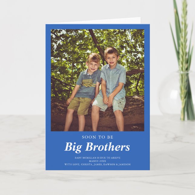 Soon to Be Big Brother's Photo Pregnancy Blue Anno Announcement (Front)