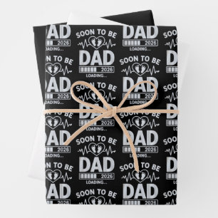 Soon to Be Dad 2026 Loading Pregnancy Announcement Wrapping Paper Sheet