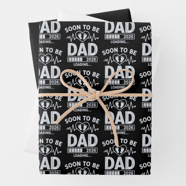 Soon to Be Dad 2026 Loading Pregnancy Announcement Wrapping Paper Sheet (In situ)