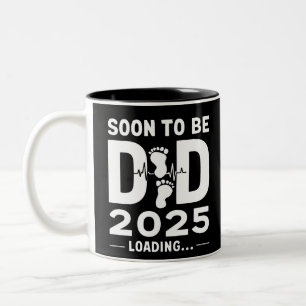 Soon To Be Dad Est 2025 New Dad To Be  Two-Tone Coffee Mug