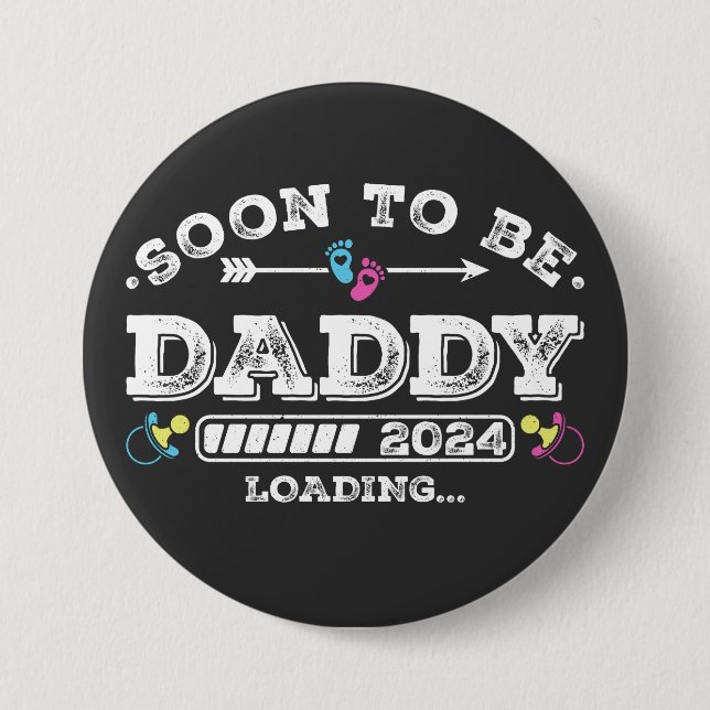 Soon to Be Daddy 2024 Loading Round 7.5 Cm Round Badge (Front)
