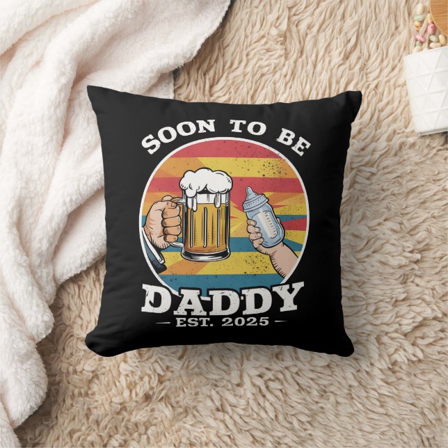 Soon To Be Daddy 2025 First Time Daddy 2025 Retro  Cushion (Blanket)