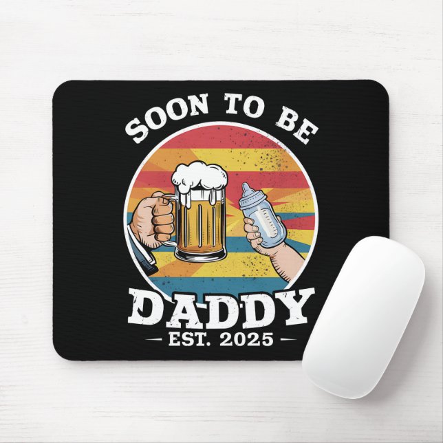 Soon To Be Daddy 2025 First Time Daddy 2025 Retro  Mouse Mat (With Mouse)