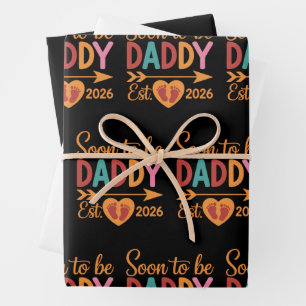 Soon to Be Daddy 2026 Loading Pregnancy Announce Wrapping Paper Sheet