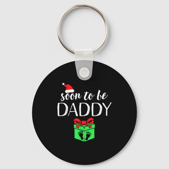 Soon To Be Daddy Christmas Funny Pregnancy Announc Key Ring (Front)